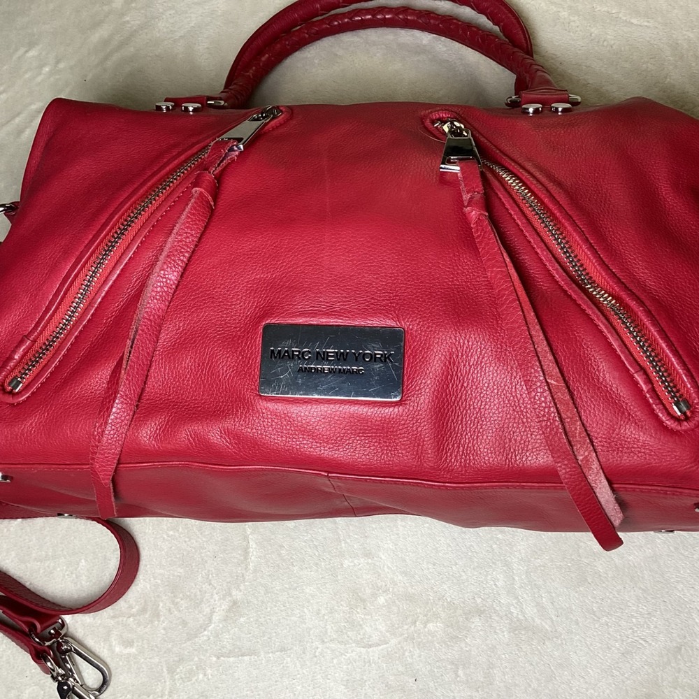 Marc New York Andrew Marc Red Pebbled Leather Large satchel, shoulder/crossbody - Picture 4 of 15